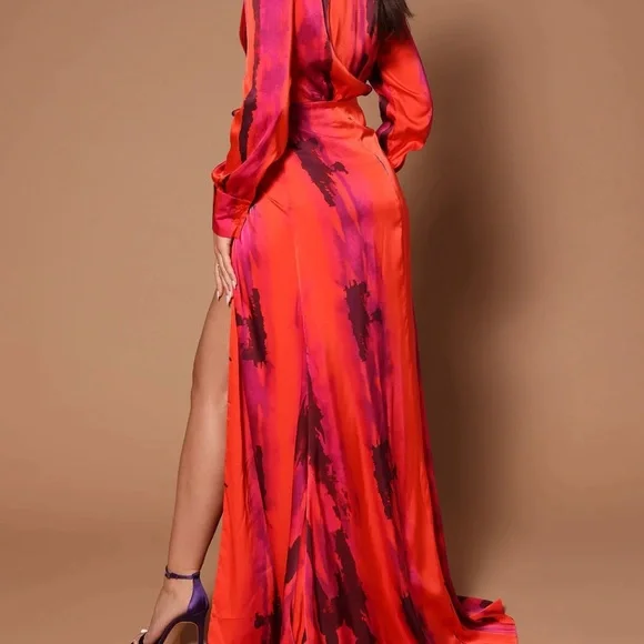 Elegant Red and Pink Women's Dress - Picture 3 of 4